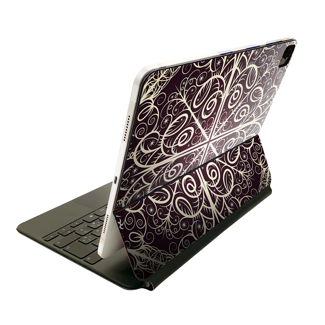 Magic Keyboard 12.9インチ iPad Pro(第4世代、第5世代、第6世代)対応 apple アップル アイパッド 全面スキンシール フル 前面 背面 保護シール 人気 ペイズリー ダマスク 花 000400