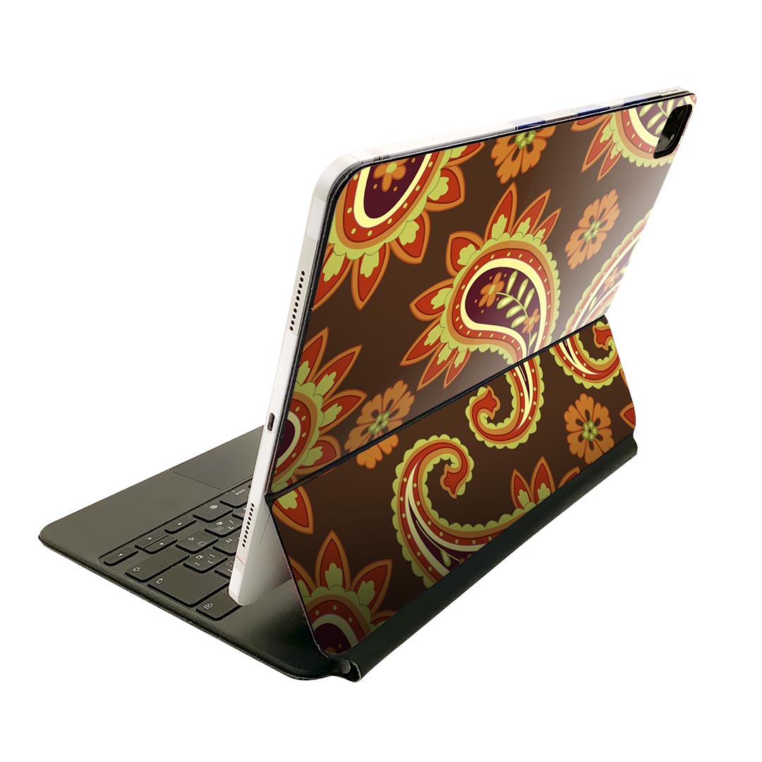 Magic Keyboard 用 スキンシール 11インチ iPad Pro用 第1-4世代 iPad Air 第4-5世代 対応 全面スキンシール フル 前面 背面 保護シール 人気 000404 ペイズリー　ダマスク　花