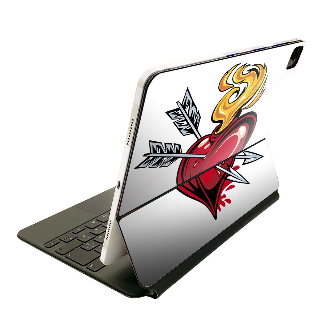 Magic Keyboard 用 スキンシール 11インチ iPad Pro用 第1-4世代 iPad Air 第4-5世代 対応 全面スキンシール フル 前面 背面 保護シール 人気 000909 ハート 矢