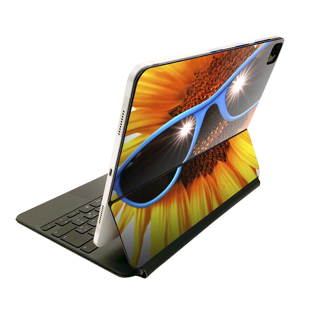 Magic Keyboard 用 スキンシール 11インチ iPad Pro用 第1-4世代 iPad Air 第4-5世代 対応 全面スキンシール フル 前面 背面 保護シール 人気 000940 ひまわり サングラス
