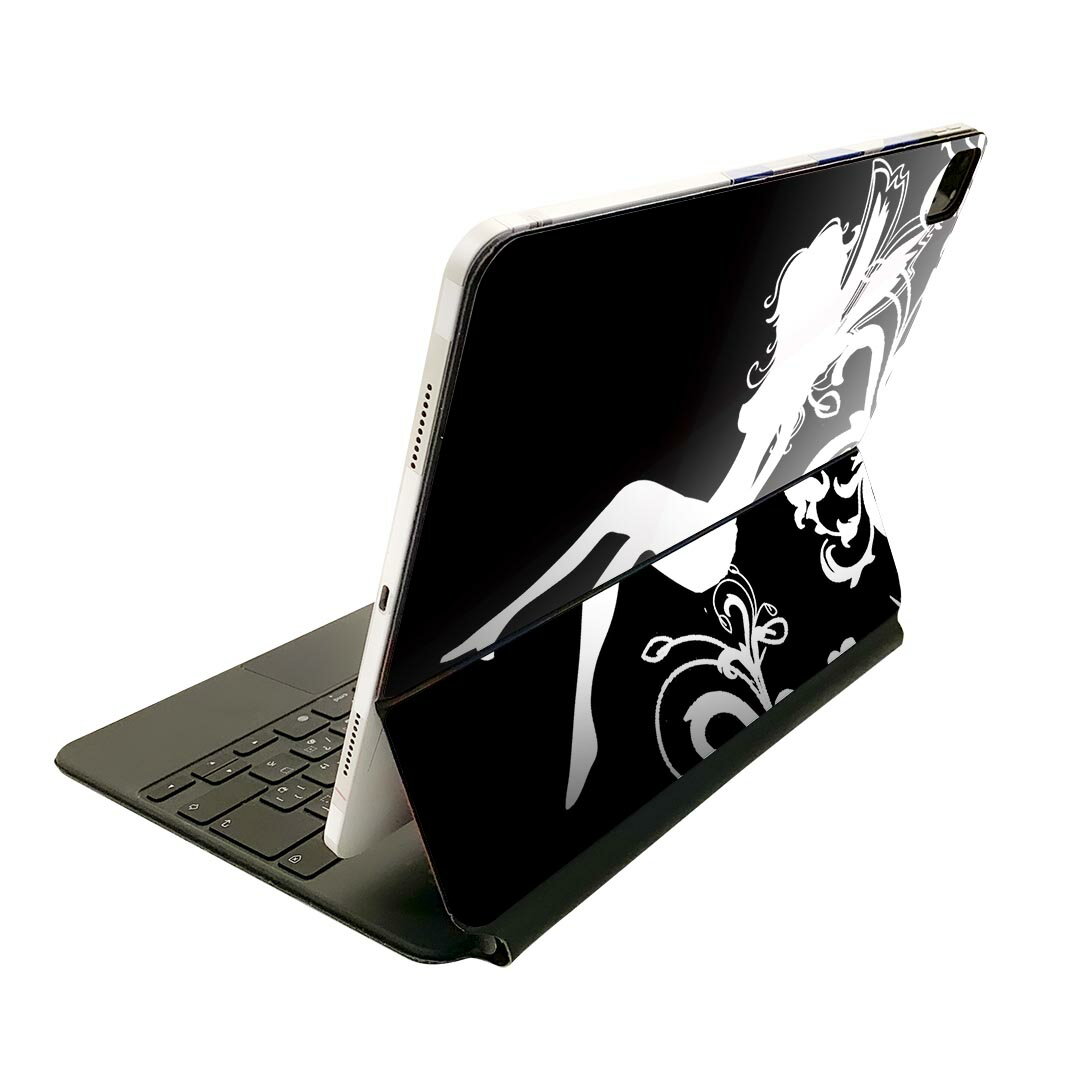 Magic Keyboard 用 スキンシール 11インチ iPad Pro用 第1-4世代 iPad Air 第4-5世代 対応 全面スキンシール フル 前面 背面 保護シール 人気 001060 妖精 モノクロ