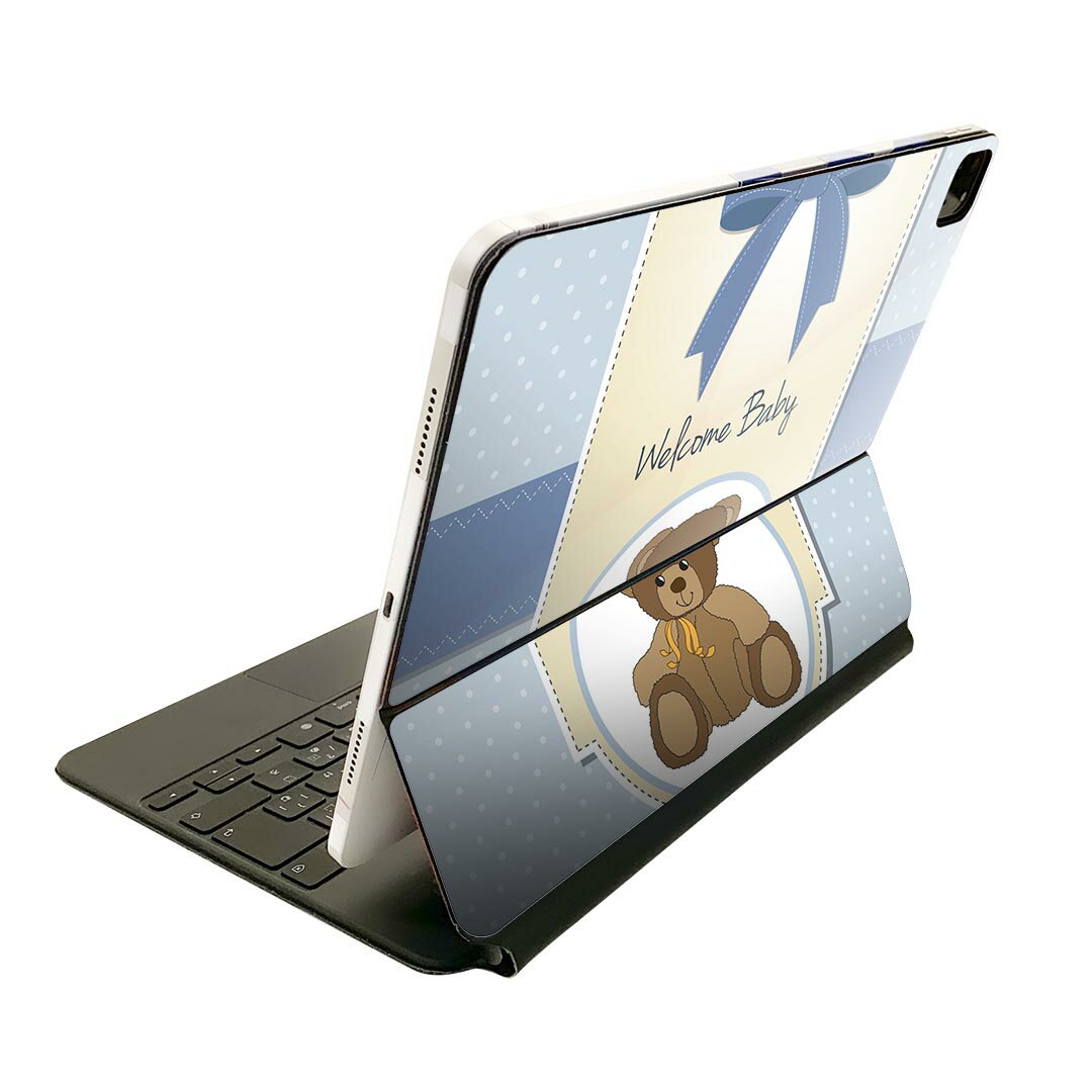 Magic Keyboard 用 スキンシール 11インチ iPad Pro用 第1-4世代 iPad Air 第4-5世代 対応 全面スキンシール フル 前面 背面 保護シール 人気 001157 クマ リボン
