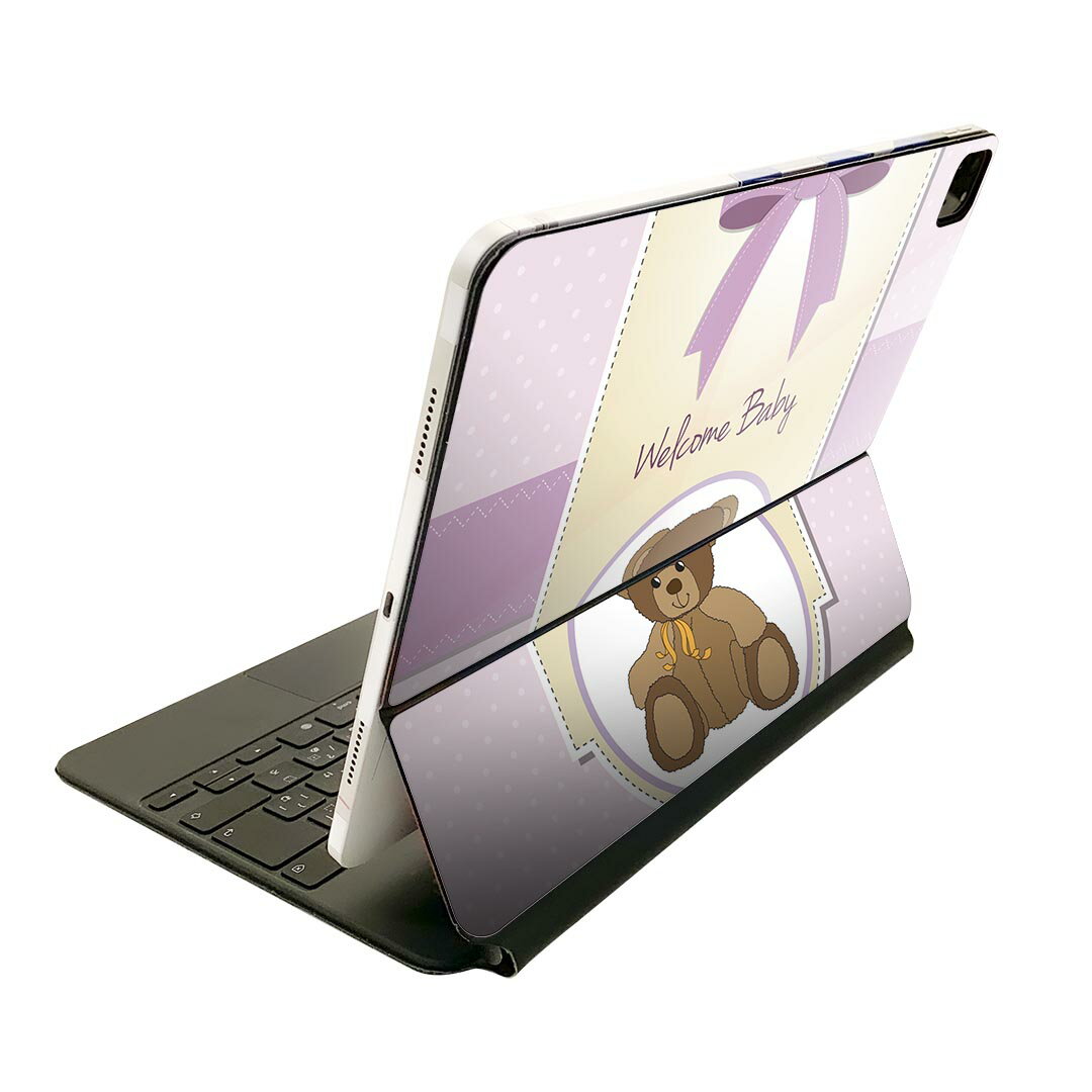 Magic Keyboard 12.9インチ iPad Pro（第4世代、第5世代、第6世代）対応 apple アップル アイパッド　全面スキンシール フル 前面　背面 保護シール 人気 001158 クマ　リボン