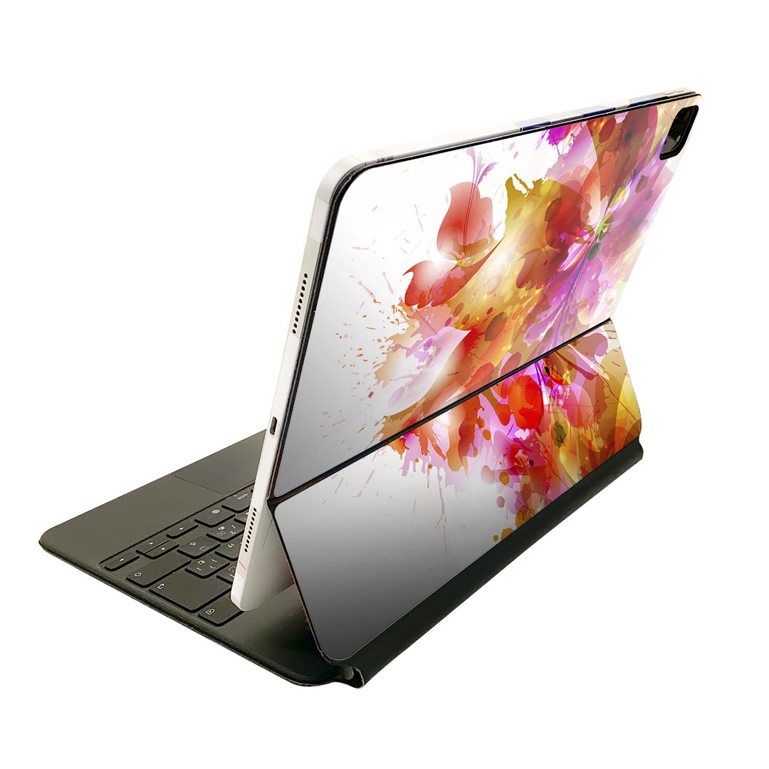 Magic Keyboard 用 スキンシール 11インチ iPad Pro用 第1-4世代 iPad Air 第4-5世代 対応 全面スキンシール フル 前面 背面 保護シール 人気 001203 花　カラフル