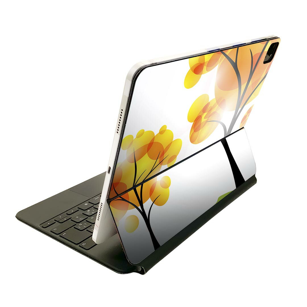 Magic Keyboard 12.9インチ iPad Pro（第4世代、第5世代、第6世代）対応 apple アップル アイパッド　全面スキンシール フル 前面　背面 保護シール 人気 001290 木　オレンジ