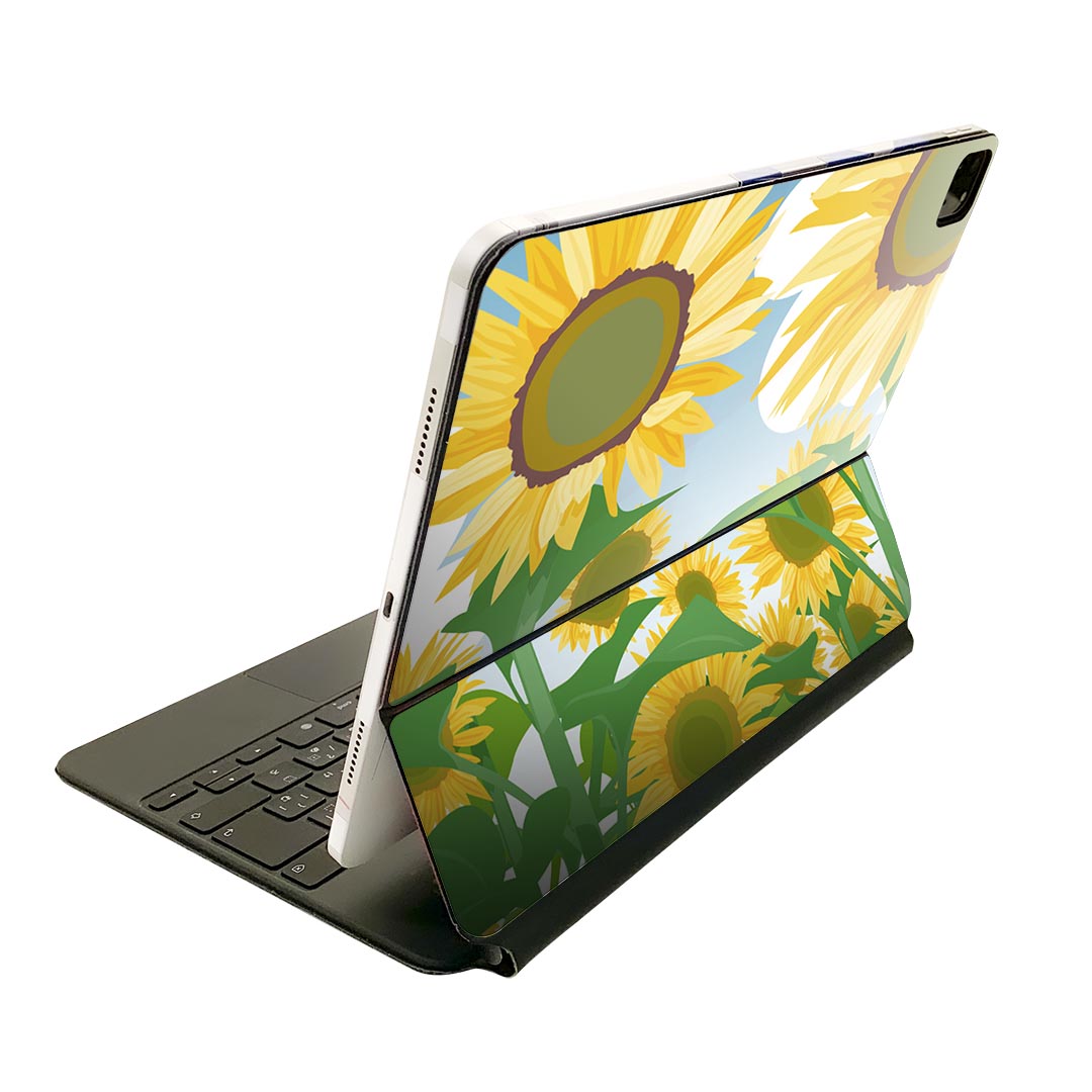 Magic Keyboard 12.9インチ iPad Pro（第4世代、第5世代、第6世代）対応 apple アップル アイパッド 全面スキンシール フル 前面 背面 保護シール 人気 ひまわり 花 001348