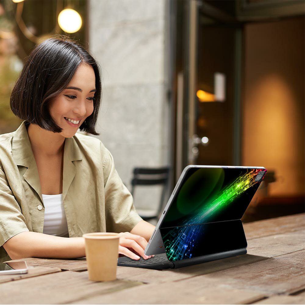 Magic Keyboard 12.9インチ iPad Pro（第4世代、第5世代、第6世代）対応 apple アップル アイパッド 全面スキンシール フル 前面 背面 保護シール 人気 虹色　模様　近未来 000023 2