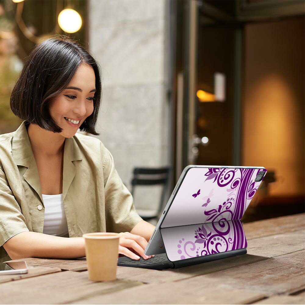 Magic Keyboard 12.9インチ iPad Pro（第4世代、第5世代、第6世代）対応 apple アップル アイパッド 全面スキンシール フル 前面 背面 保護シール 人気 花　模様 001073 2