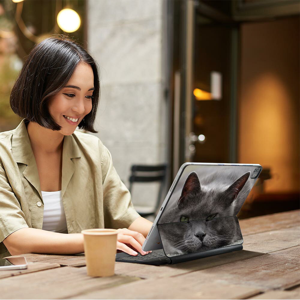 Magic Keyboard 12.9インチ iPad Pro（第4世代、第5世代、第6世代）対応 apple アップル アイパッド 全面スキンシール フル 前面 背面 保護シール 人気 猫　動物　写真 002650