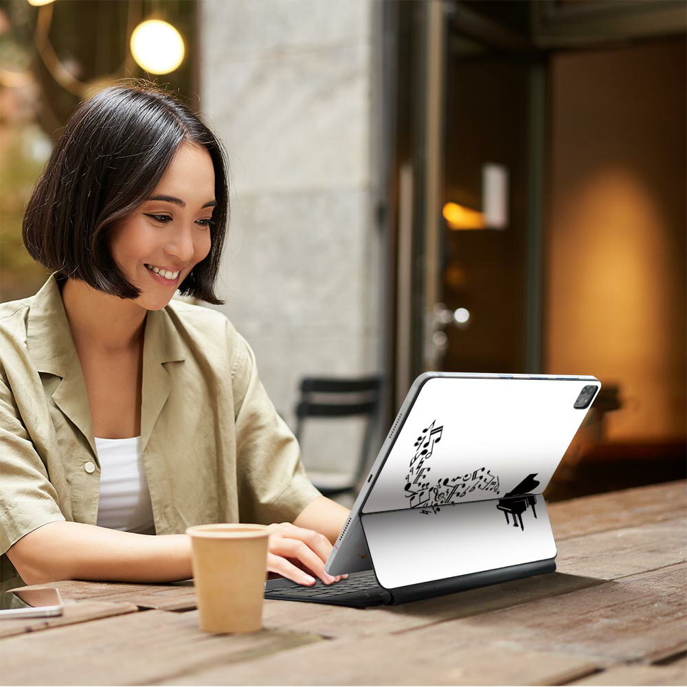 Magic Keyboard 12.9インチ iPad Pro（第4世代、第5世代、第6世代）対応 apple アップル アイパッド 全面スキンシール フル 前面 背面 保護シール 人気 音楽 音符 ピアノ 020838