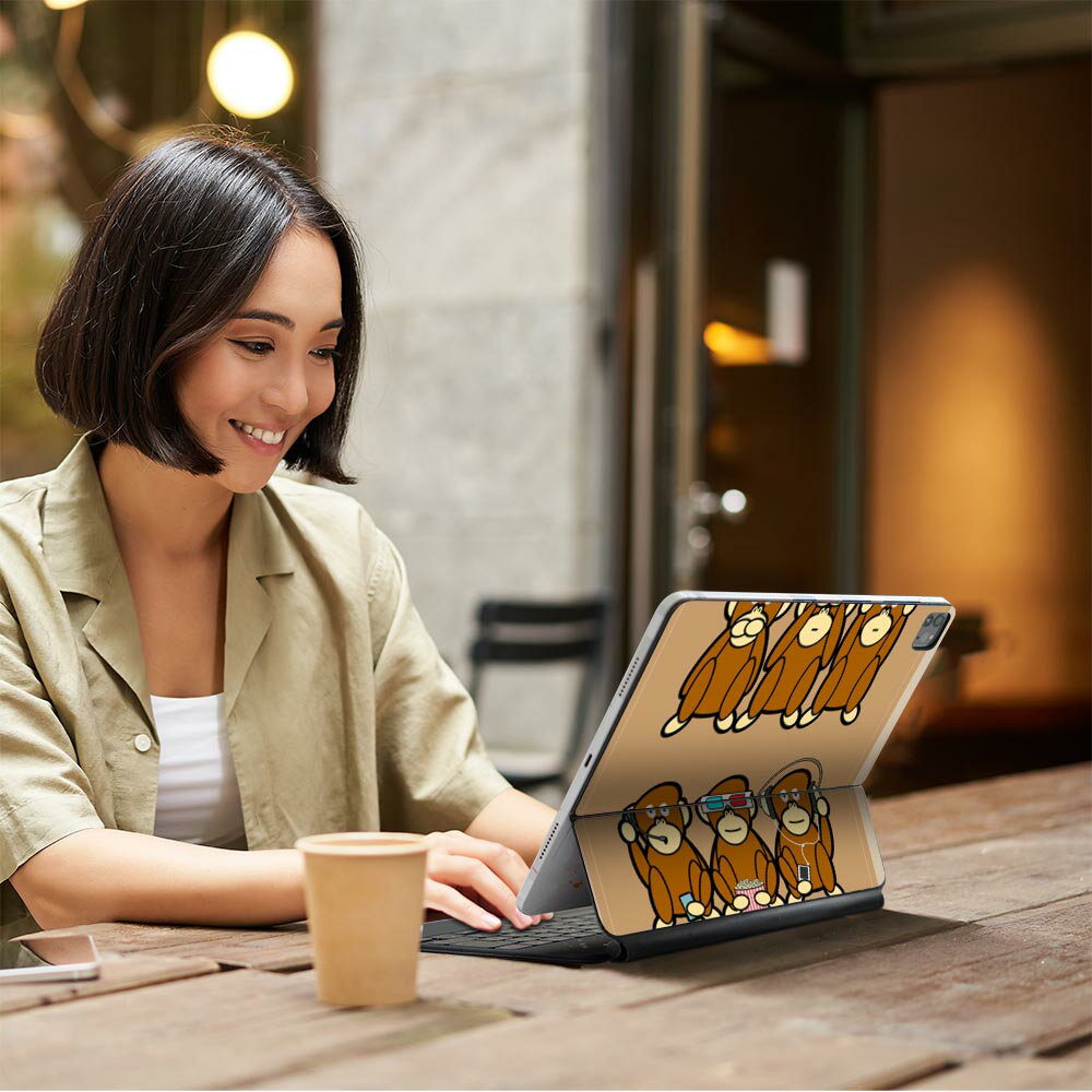 Magic Keyboard 12.9インチ iPad Pro（第4世代、第5世代、第6世代）対応 apple アップル アイパッド 全面スキンシール フル 前面 背面 保護シール 人気 猿　キャラクター　イラスト 004900