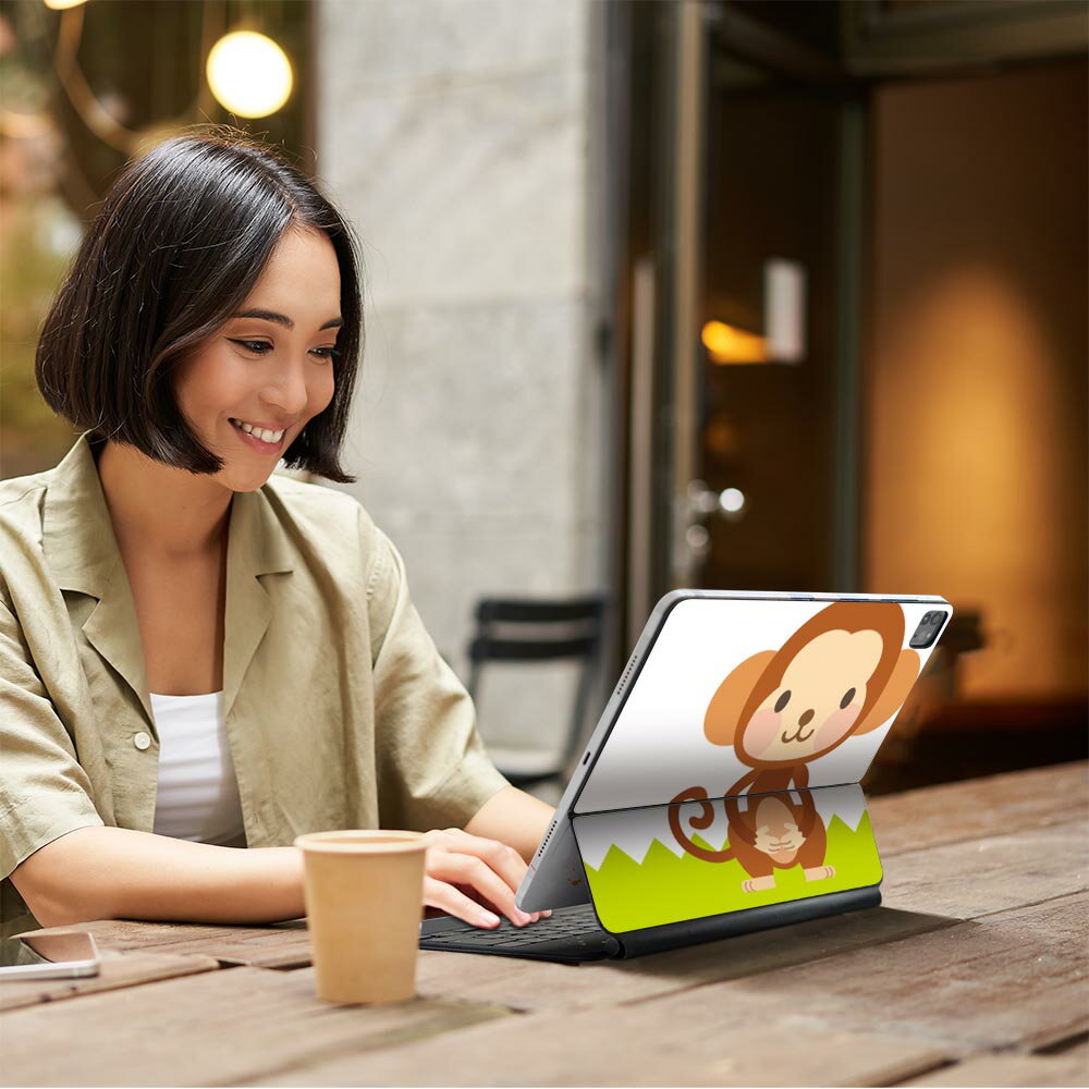 Magic Keyboard 12.9インチ iPad Pro（第4世代、第5世代、第6世代）対応 apple アップル アイパッド 全面スキンシール フル 前面 背面 保護シール 人気 猿　キャラクター 007051