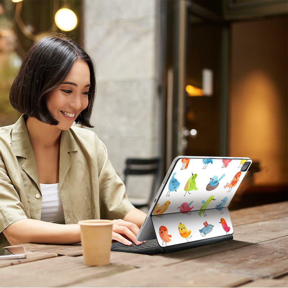 Magic Keyboard 12.9インチ iPad Pro（第4世代、第5世代、第6世代）対応 apple アップル アイパッド 全面スキンシール フル 前面 背面 保護シール 人気 鳥　キャラクター　動物 009630