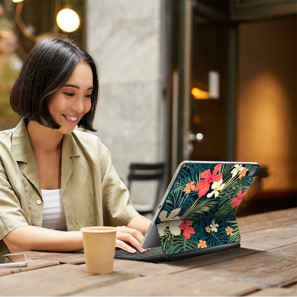 Magic Keyboard 12.9インチ iPad Pro（第4世代、第5世代、第6世代）対応 apple アップル アイパッド 全面スキンシール フル 前面 背面 保護シール 人気 ハイビスカス　花　植物 012070