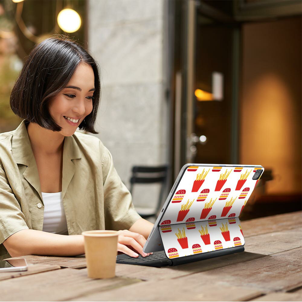 Magic Keyboard 12.9インチ iPad Pro（第4世代、第5世代、第6世代）対応 apple アップル アイパッド 全面スキンシール フル 前面 背面 保護シール 人気 ポテト　ハンバーガー　ポップ 012900
