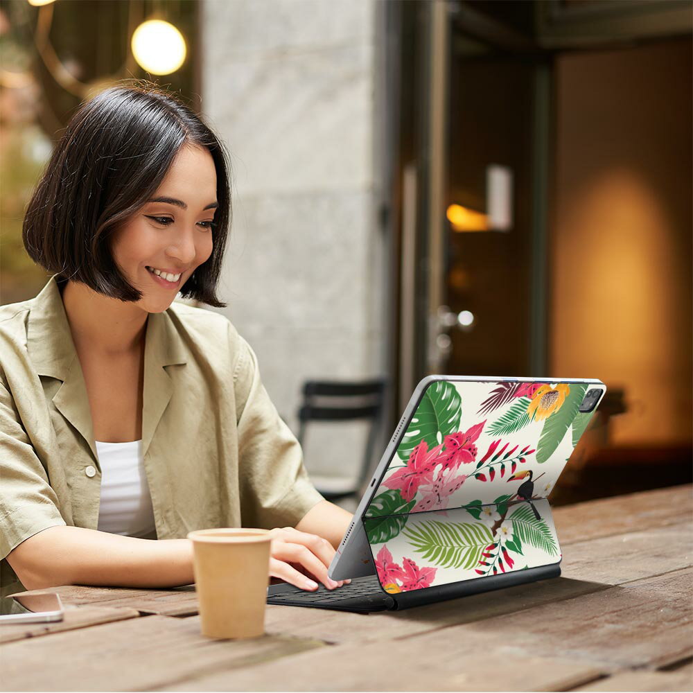 Magic Keyboard 12.9インチ iPad Pro（第4世代、第5世代、第6世代）対応 apple アップル アイパッド 全面スキンシール フル 前面 背面 保護シール 人気 夏　トロピカル　リーフ 013910
