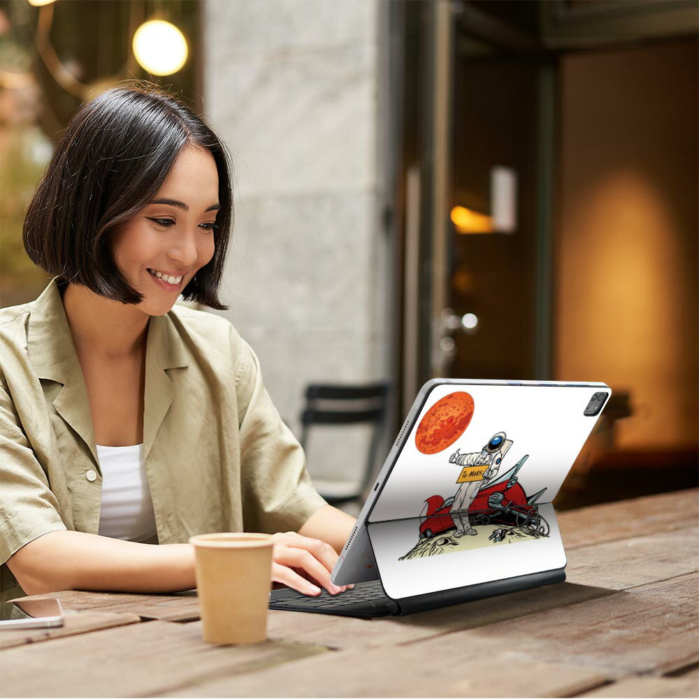 Magic Keyboard 12.9インチ iPad Pro（第4世代、第5世代、第6世代）対応 apple アップル アイパッド 全面スキンシール フル 前面 背面 保護シール 人気 宇宙　飛行士 017775