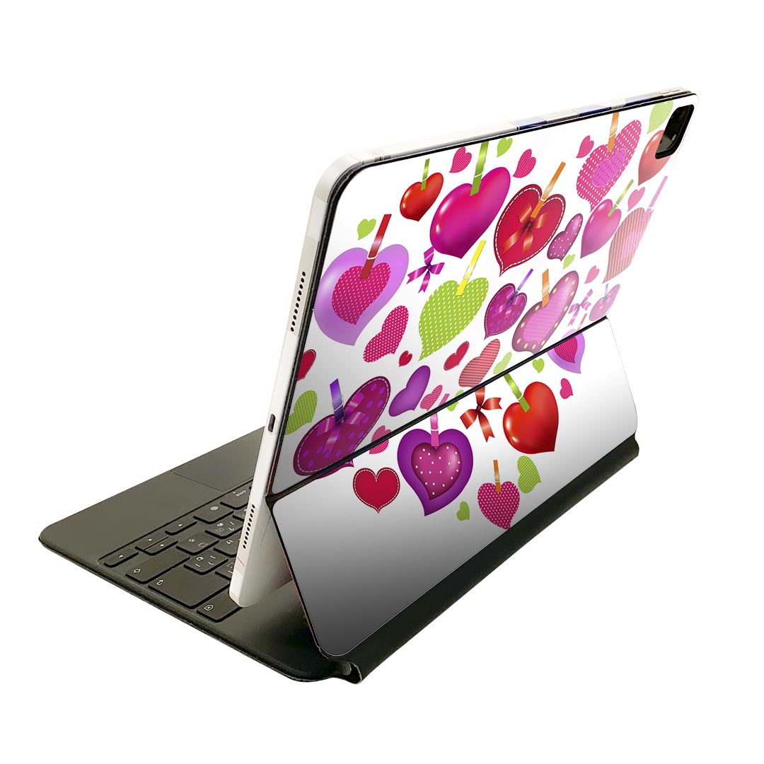 樂天商城 - Magic Keyboard 用 スキンシール 11インチ iPad Pro用 第1-4世代 iPad Air 第4-5世代 対応 全面スキンシール フル 前面 背面 保護シール 人気 002389 ハート　リボン　赤