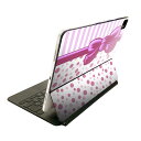 Magic Keyboard 12.9インチ iPad Pro(第4世代、第5世代、第6世代)対応 apple アップル アイパッド 全面スキンシール フル 前面 背面 保護シール 人気 002431 リボン ボーダー ピンク(2)