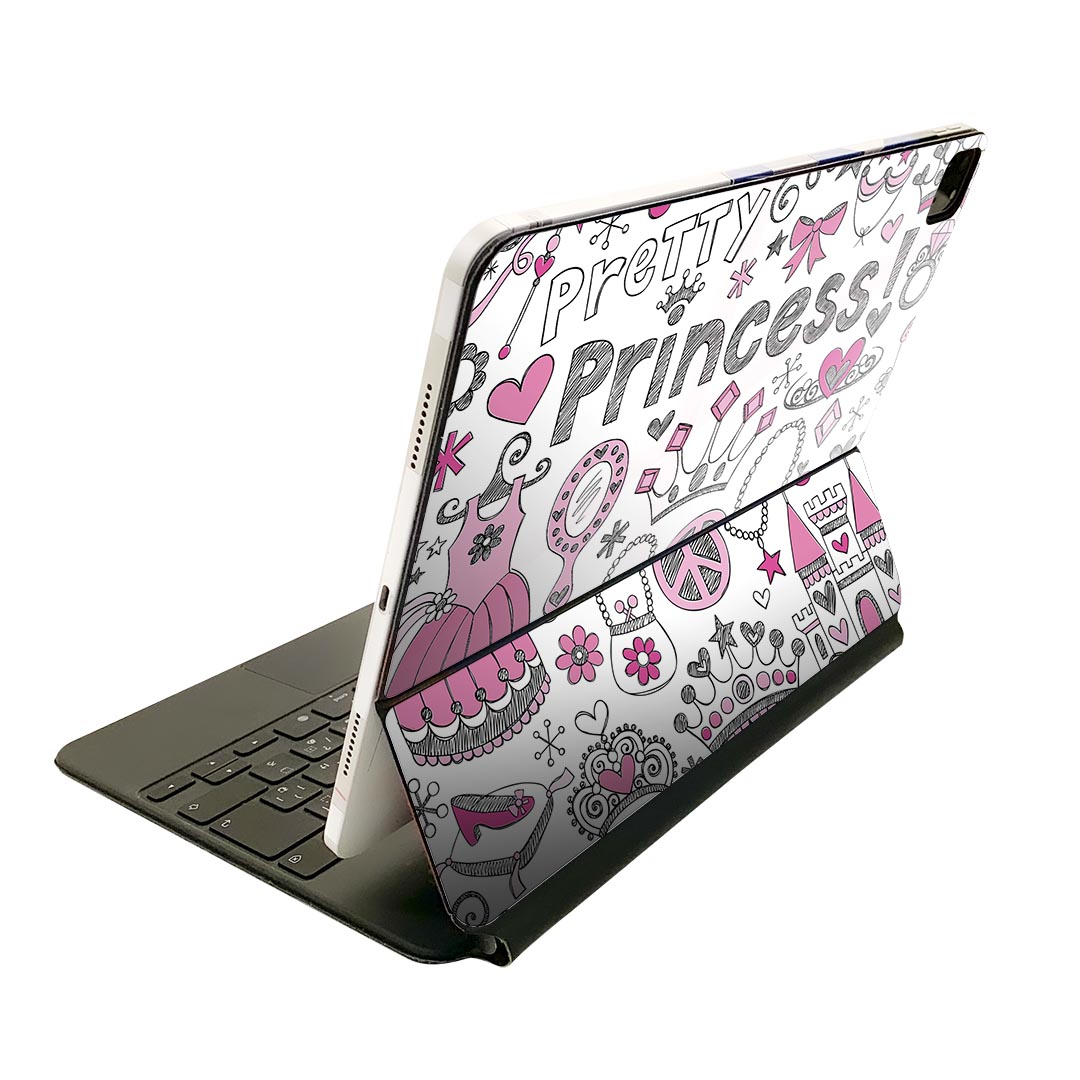 Magic Keyboard 用 スキンシール 11インチ iPad Pro用 第1-4世代 iPad Air 第4-5世代 対応 全面スキンシール フル 前面 背面 保護シール 人気 002521 ガーリー　文字　イラスト