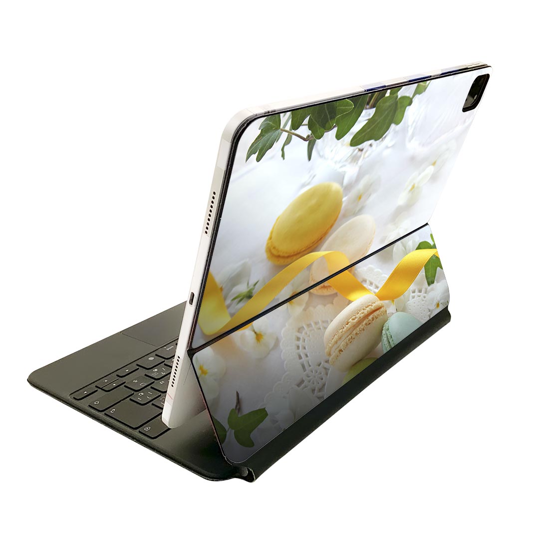 Magic Keyboard 12.9インチ iPad Pro（第4世代、第5世代、第6世代）対応 apple アップル アイパッド 全面スキンシール フル 前面 背面 保護シール 人気 マカロン 花 黄色 002617