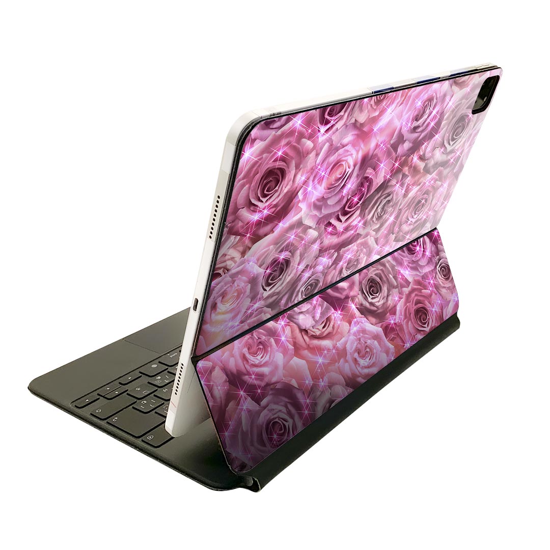 Magic Keyboard 12.9インチ iPad Pro(第4世代、第5世代、第6世代)対応 apple アップル アイパッド 全面スキンシール フル 前面 背面 保護シール 人気 花 ピンク 002745