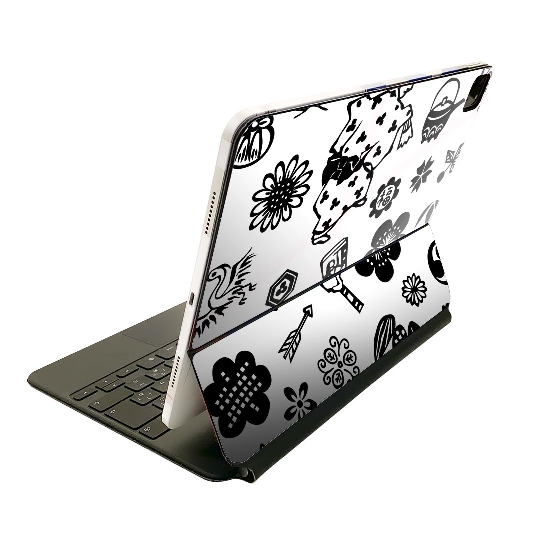 Magic Keyboard 12.9インチ iPad Pro（第4世代、第5世代、第6世代）対応 apple アップル アイパッド 全面スキンシール フル 前面 背面 保護シール 人気 正月　日本　イラスト 002802