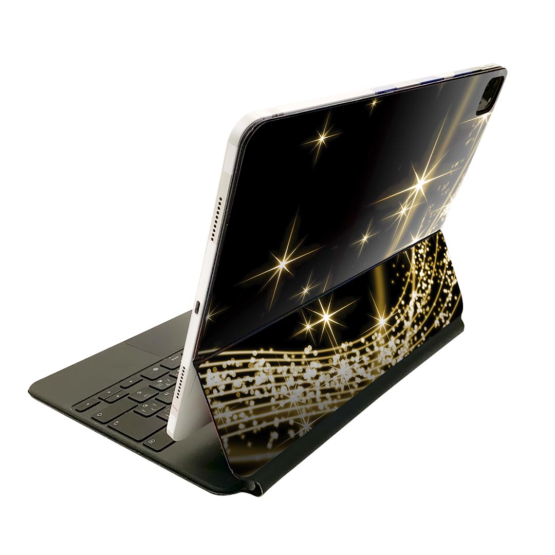 Magic Keyboard 12.9インチ iPad Pro（第4世代、第5世代、第6世代）対応 apple アップル アイパッド 全面スキンシール フル 前面 背面 保護シール 人気 シンプル　黒　金 002944