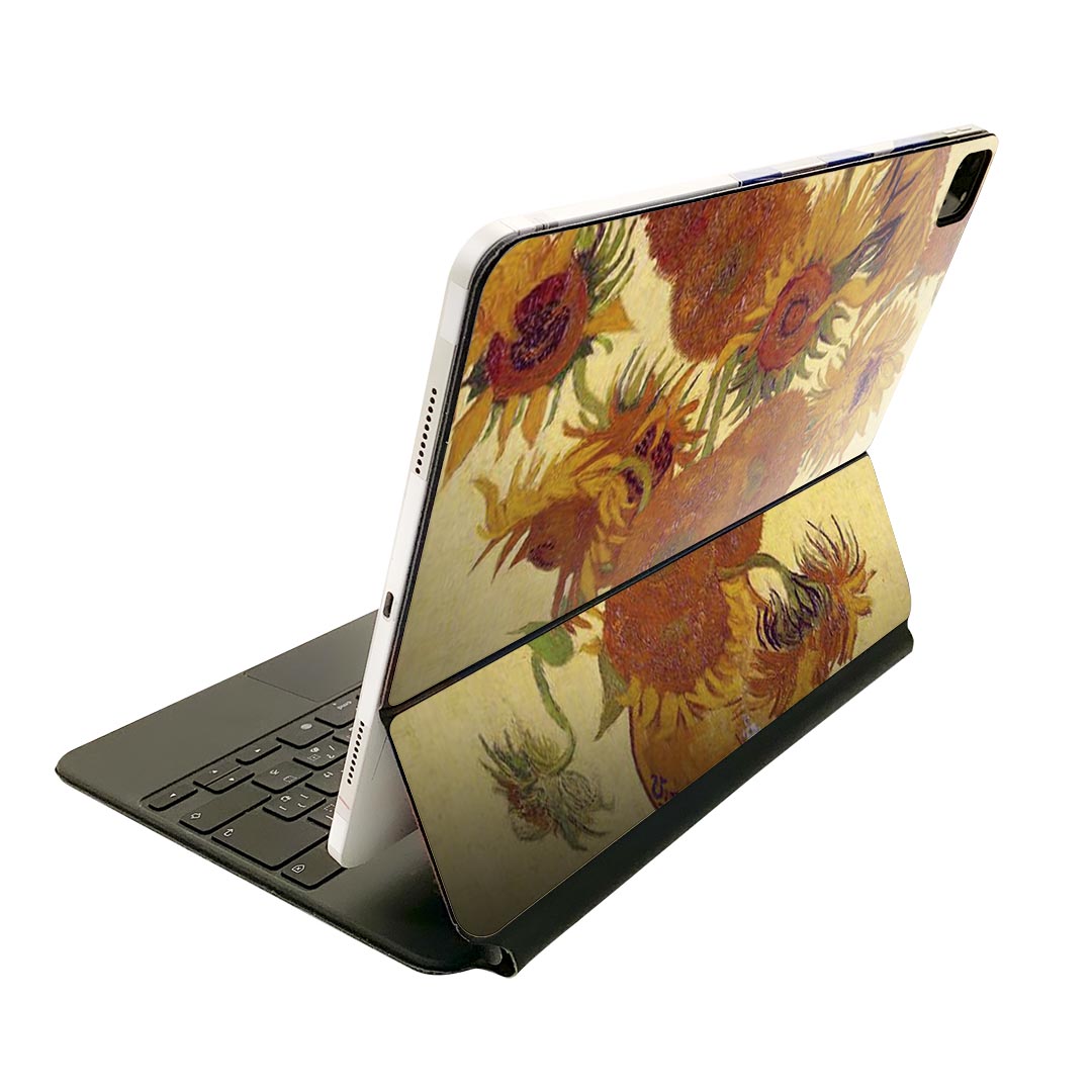 Magic Keyboard 用 スキンシール 11インチ iPad Pro用 第1-4世代 iPad Air 第4-5世代 対応 全面スキンシール フル 前面 背面 保護シール 人気 003247 クール ひまわり 絵画 イラスト