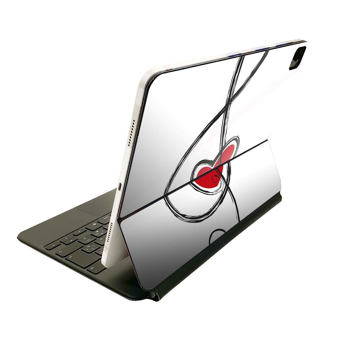 Magic Keyboard 12.9インチ iPad Pro（第4世代、第5世代、第6世代）対応 apple アップル アイパッド 全面スキンシール フル 前面 背面 保護シール 人気 音楽　音符　ハート 003383