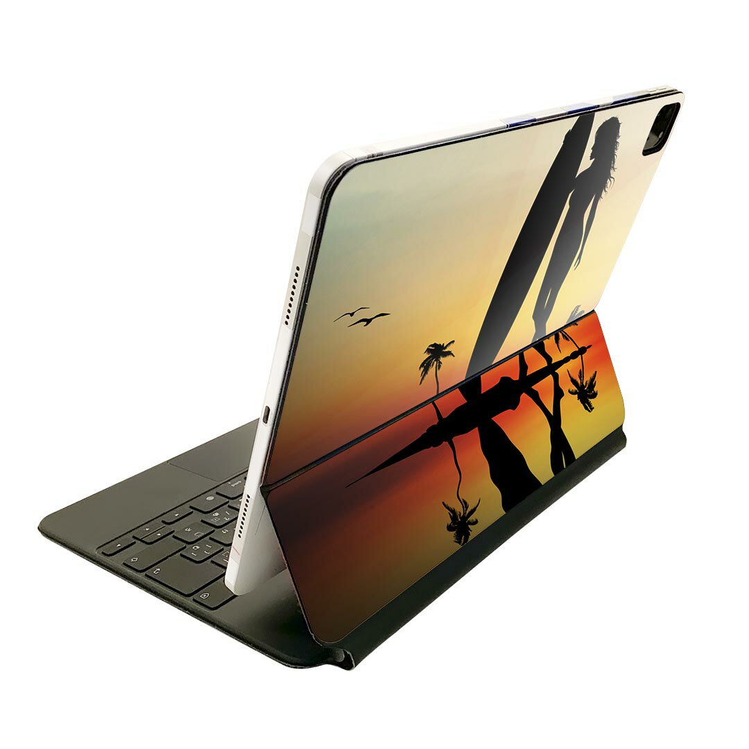 Magic Keyboard 12.9インチ iPad Pro（第4世代、第5世代、第6世代）対応 apple アップル アイパッド 全面スキンシール フル 前面 背面 保護シール 人気 サーフィン　海　イラスト 003598