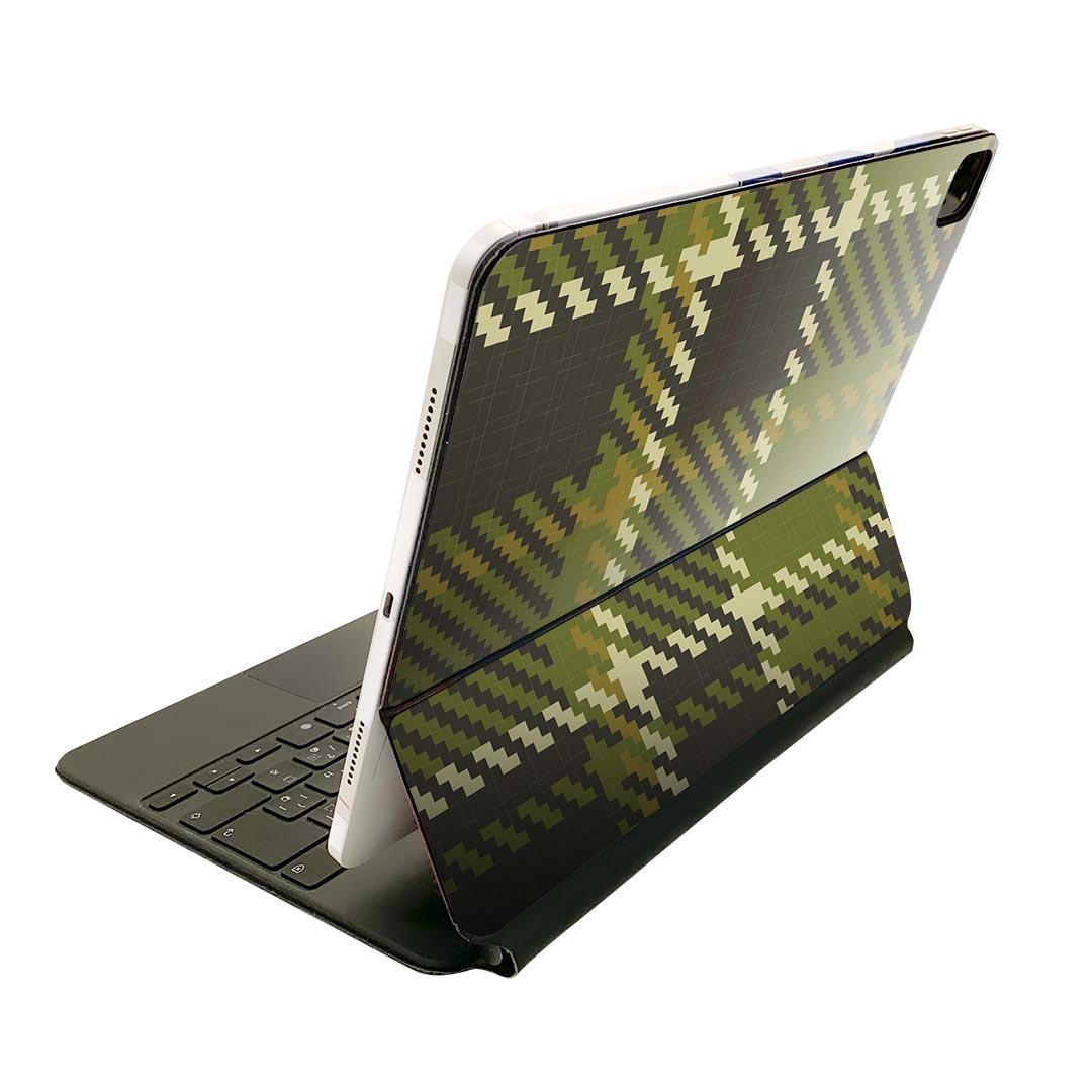 Magic Keyboard 12.9インチ iPad Pro（第4世代、第5世代、第6世代）対応 apple アップル アイパッド　全面スキンシール フル 前面　背面 保護シール 人気 003887 チェック　緑