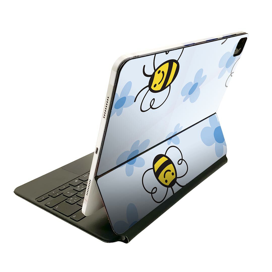 Magic Keyboard 用 スキンシール 11インチ iPad Pro用 第1-4世代 iPad Air 第4-5世代 対応 全面スキンシール フル 前面 背面 保護シール 人気 003891 キャラクター　花　青