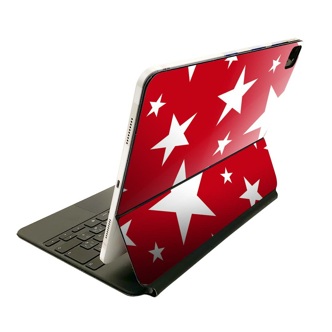 Magic Keyboard 用 スキンシール 11インチ iPad Pro用 第1-4世代 iPad Air 第4-5世代 対応 全面スキンシール フル 前面 背面 保護シール 人気 003939 星　赤　白