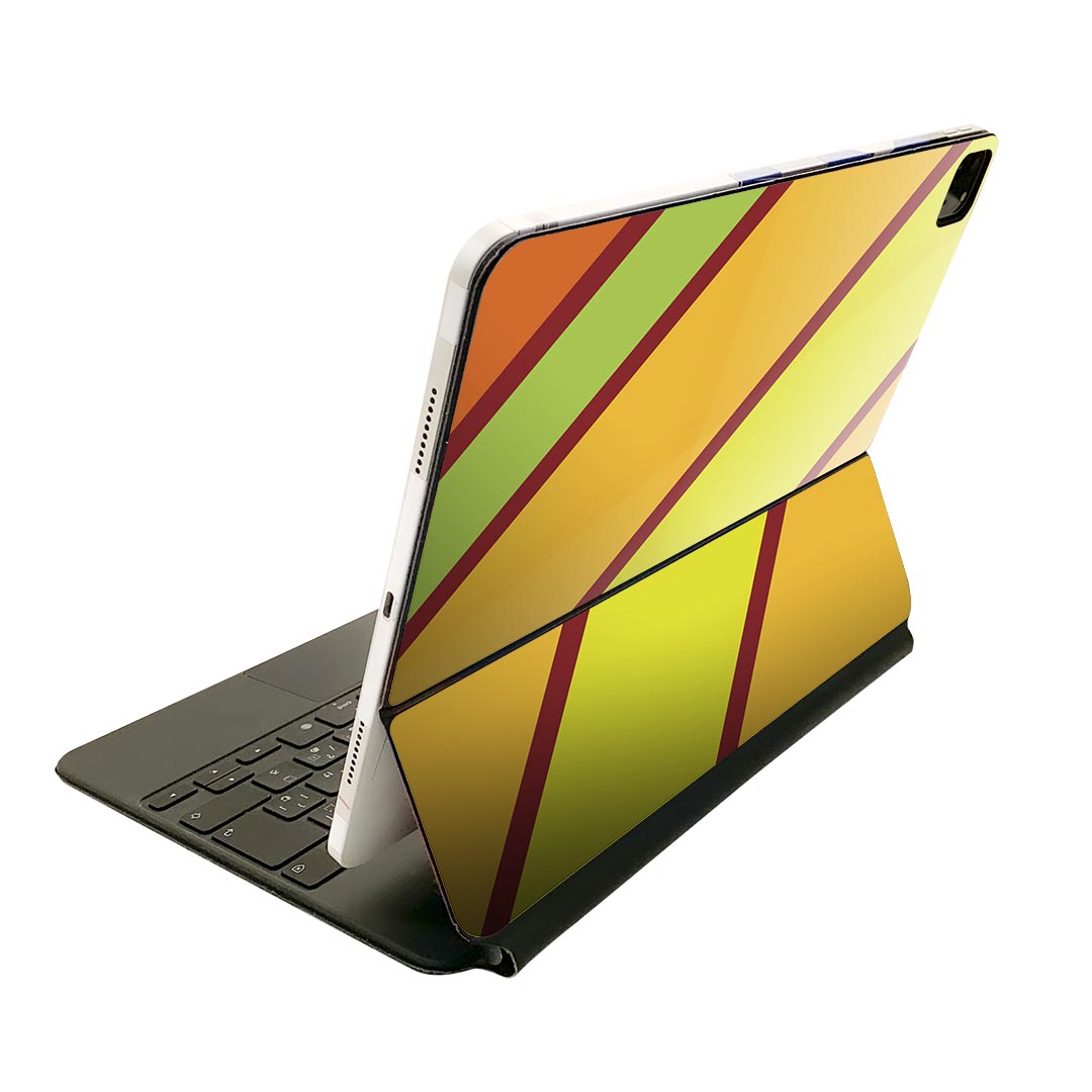 Magic Keyboard 用 スキンシール 11インチ iPad Pro用 第1-4世代 iPad Air 第4-5世代 対応 全面スキンシール フル 前面 背面 保護シール 人気 003972 ボーダー　オレンジ　黄色