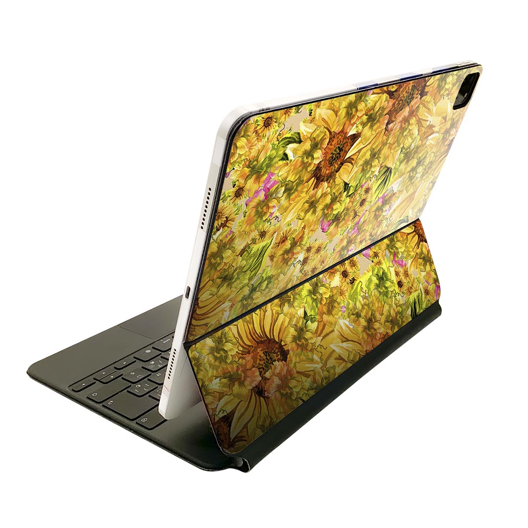 Magic Keyboard 12.9インチ iPad Pro（第4世代、第5世代、第6世代）対応 apple アップル アイパッド 全面スキンシール フル 前面 背面 保護シール 人気 022919 花 ひまわり イラスト