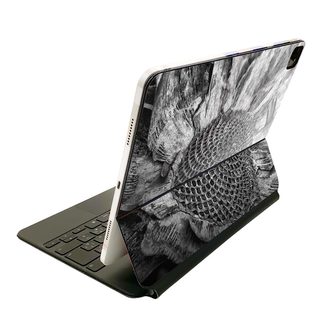 Magic Keyboard 12.9インチ iPad Pro（第4世代、第5世代、第6世代）対応 apple アップル アイパッド 全面スキンシール フル 前面 背面 保護シール 人気 022990 ひまわり 花 モノクロ