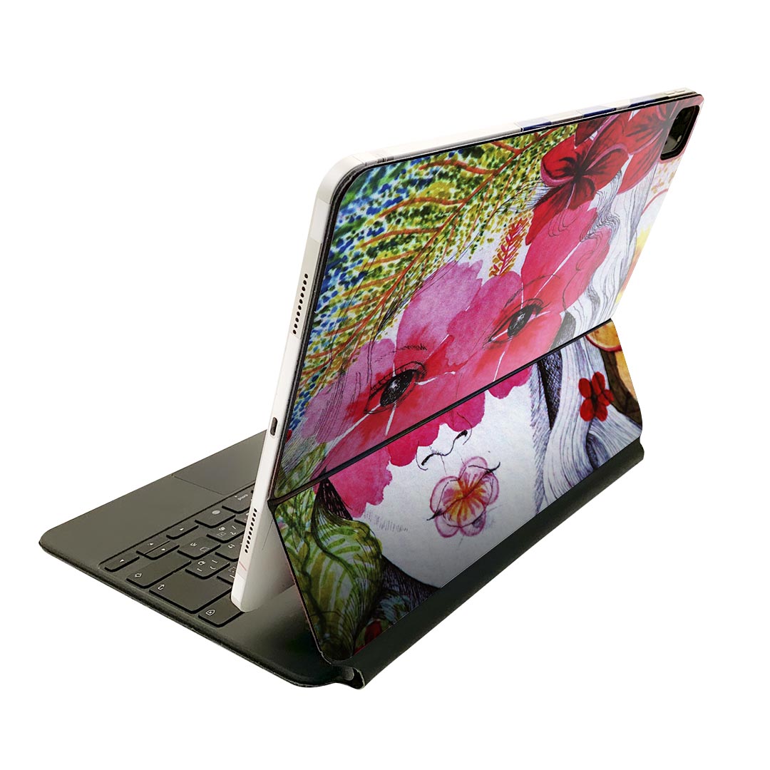 Magic Keyboard 12.9インチ iPad Pro（第4世代、第5世代、第6世代）対応 apple アップル アイパッド 全面スキンシール フル 前面 背面 保護シール 人気 花　イラスト　人物　フラワー 023679