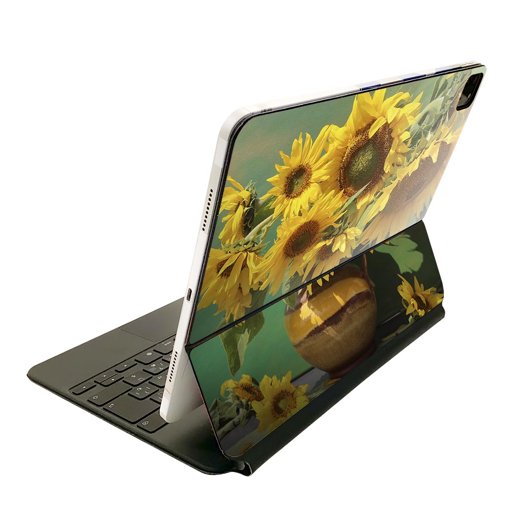 Magic Keyboard 12.9インチ iPad Pro（第4世代、第5世代、第6世代）対応 apple アップル アイパッド 全面スキンシール フル 前面 背面 保護シール 人気 花 フラワー ひまわり 023835
