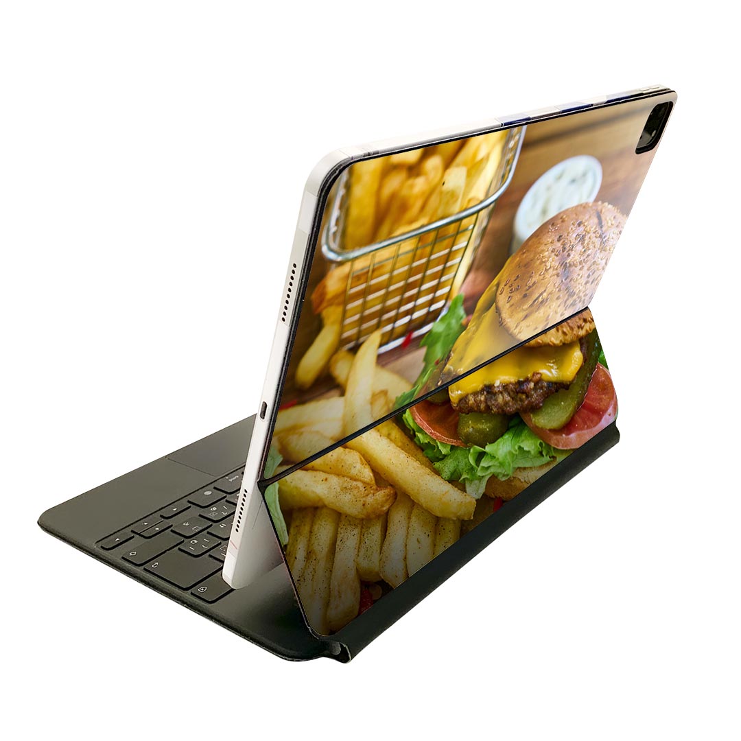 Magic Keyboard 用 スキンシール 11インチ iPad Pro用 第1-4世代 iPad Air 第4-5世代 対応 全面スキンシール フル 前面 背面 保護シール 人気 025593 食べ物 ハンバーガー ポテト ジャンクフード