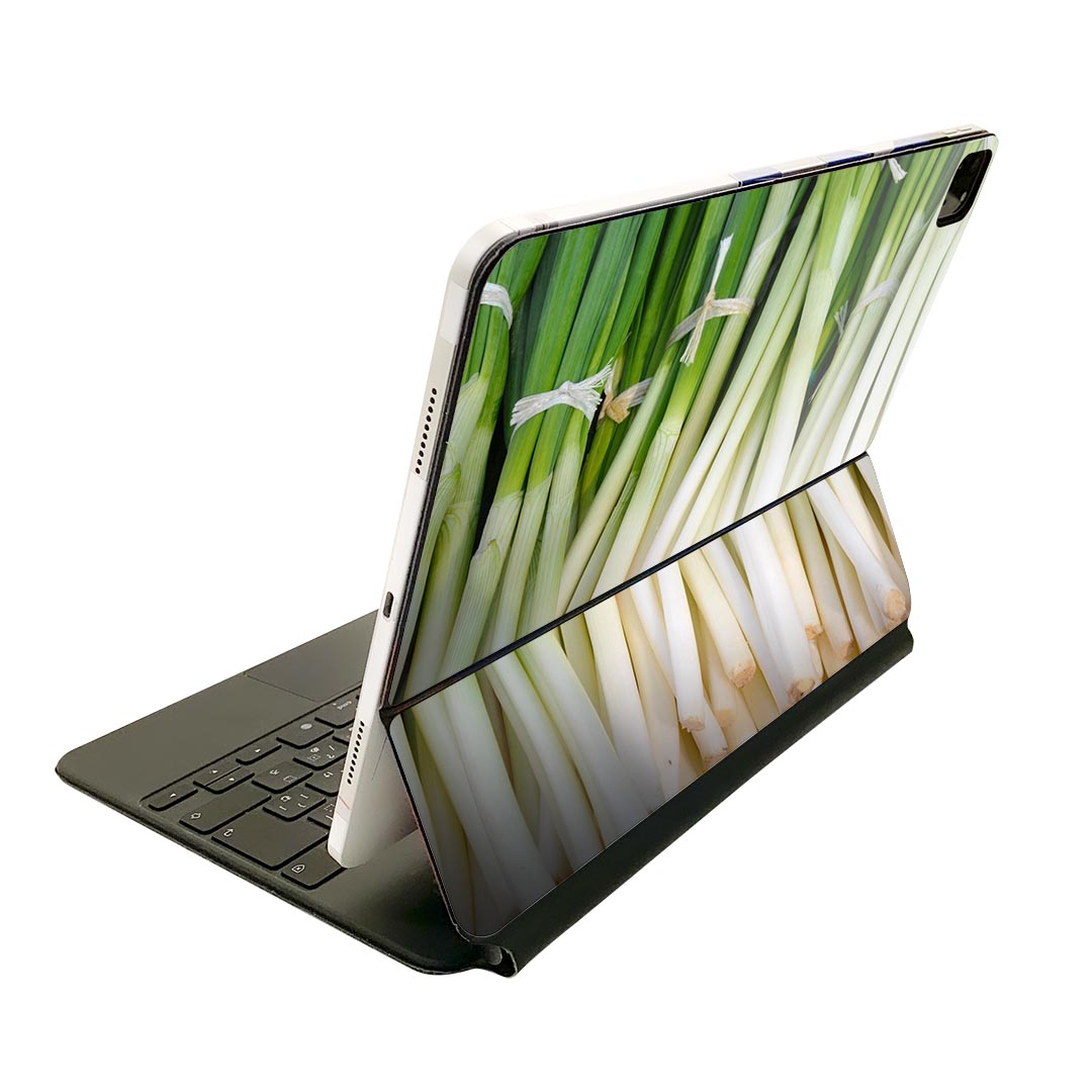 Magic Keyboard 12.9インチ iPad Pro（第4世代、第5世代、第6世代）対応 apple アップル アイパッド 全面スキンシール フル 前面 背面 保護シール 人気 野菜　ネギ　写真 025602