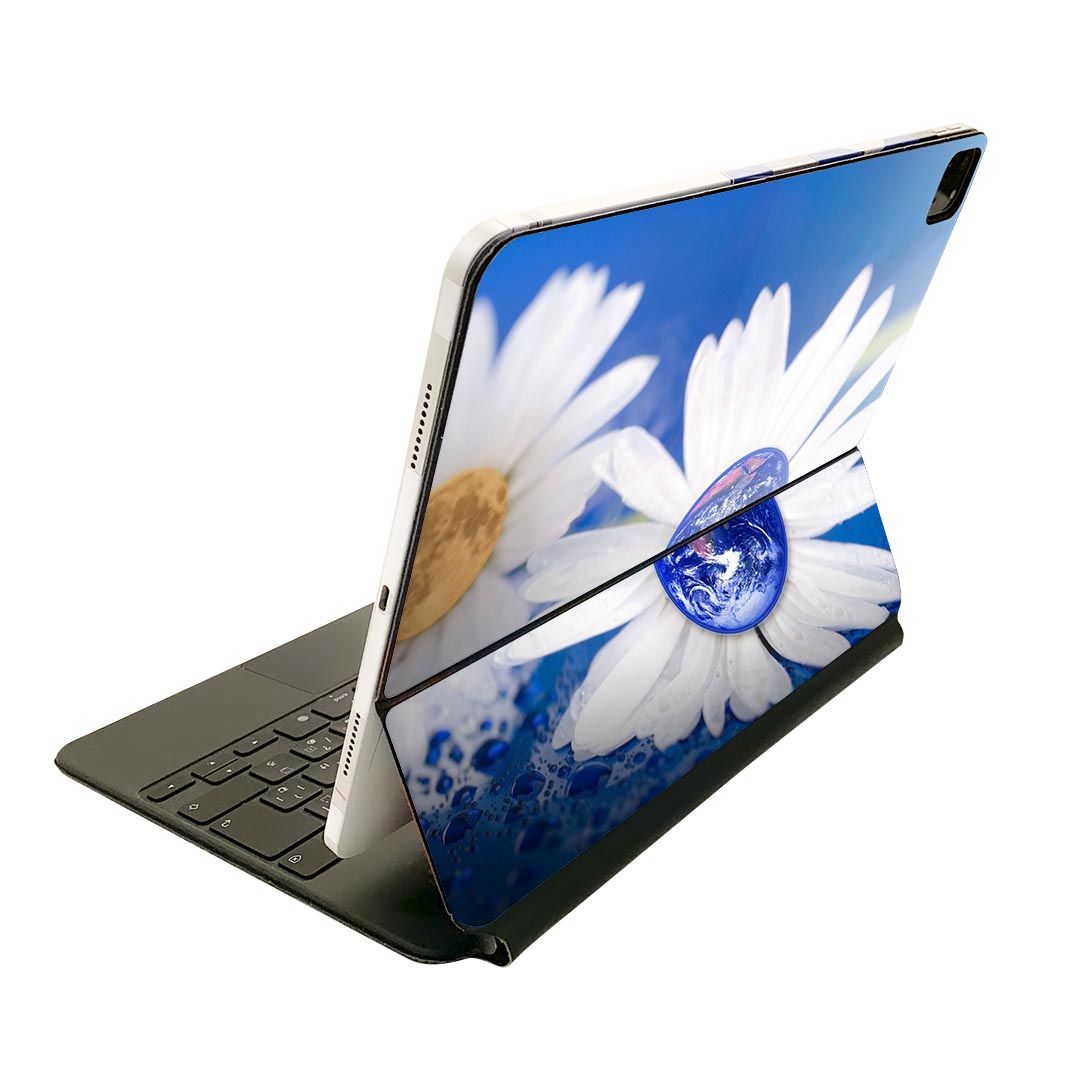 Magic Keyboard 用 スキンシール 11インチ iPad Pro用 第1-4世代 iPad Air 第4-5世代 対応 全面スキンシール フル 前面 背面 保護シール 人気 025879 花 デイジー 地球 満月