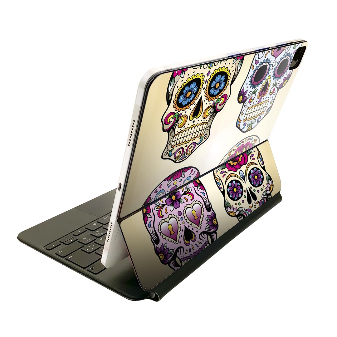 Magic Keyboard 12.9インチ iPad Pro(第4世代、第5世代、第6世代)対応 apple アップル アイパッド 全面スキンシール フル 前面 背面 保護シール 人気 ドクロ 骸骨 模様 004518