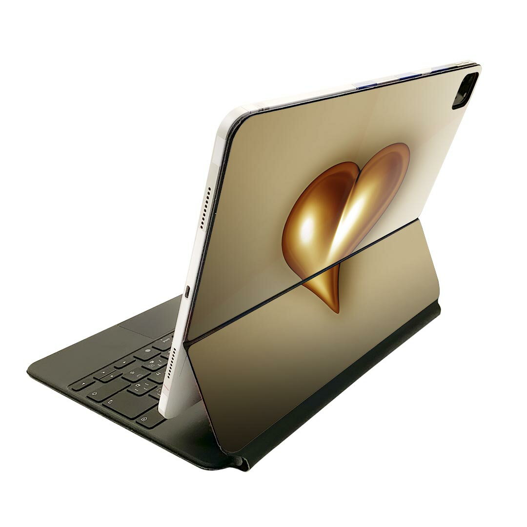 乐天商城 - Magic Keyboard 12.9インチ iPad Pro（第4世代、第5世代、第6世代）対応 apple アップル アイパッド 全面スキンシール フル 前面 背面 保護シール 人気 ハート　金　ゴールド 004627