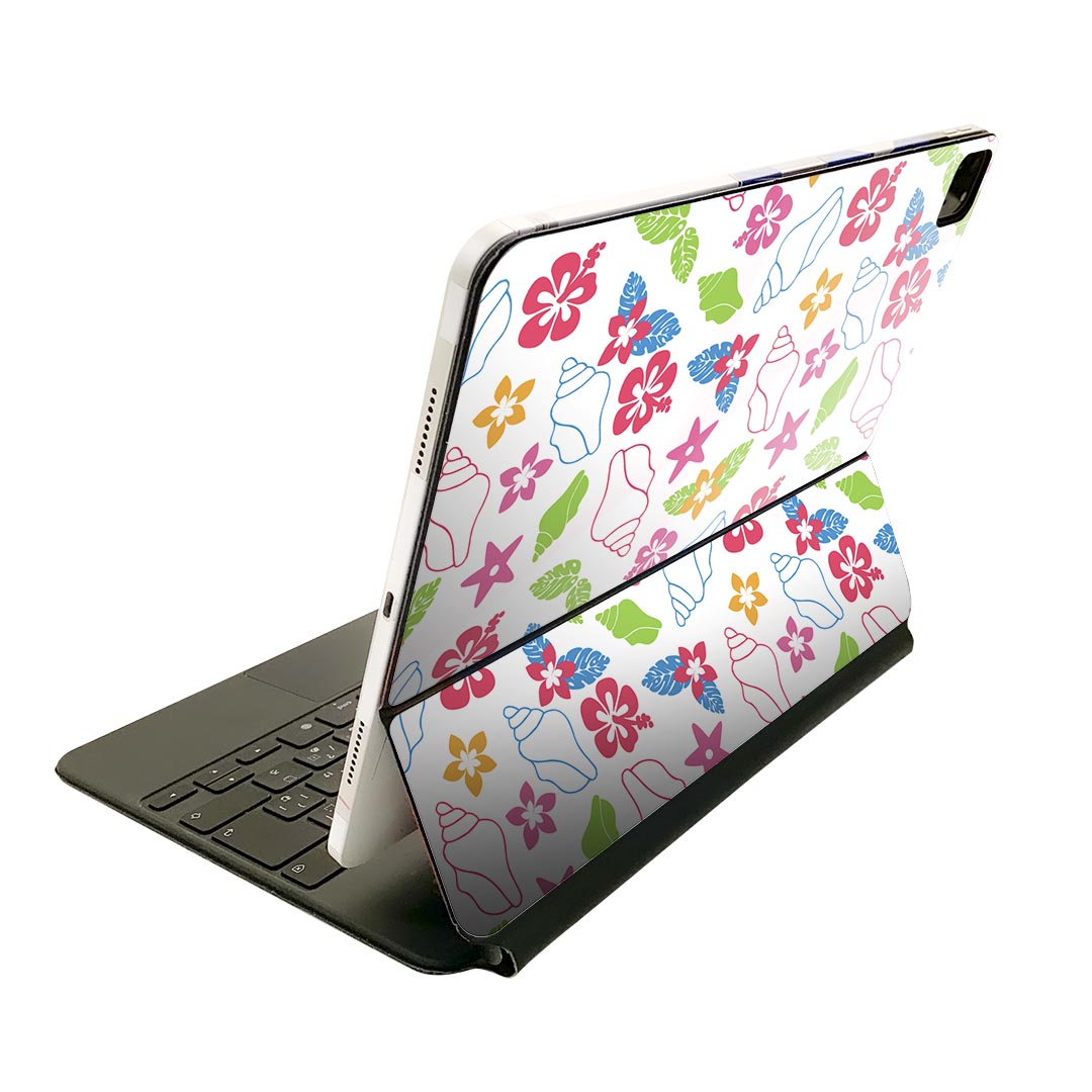 Magic Keyboard 用 スキンシール 11インチ iPad Pro用 第1-4世代 iPad Air 第4-5世代 対応 全面スキンシール フル 前面 背面 保護シール 人気 004639 ハイビスカス　ハワイ　カラフル