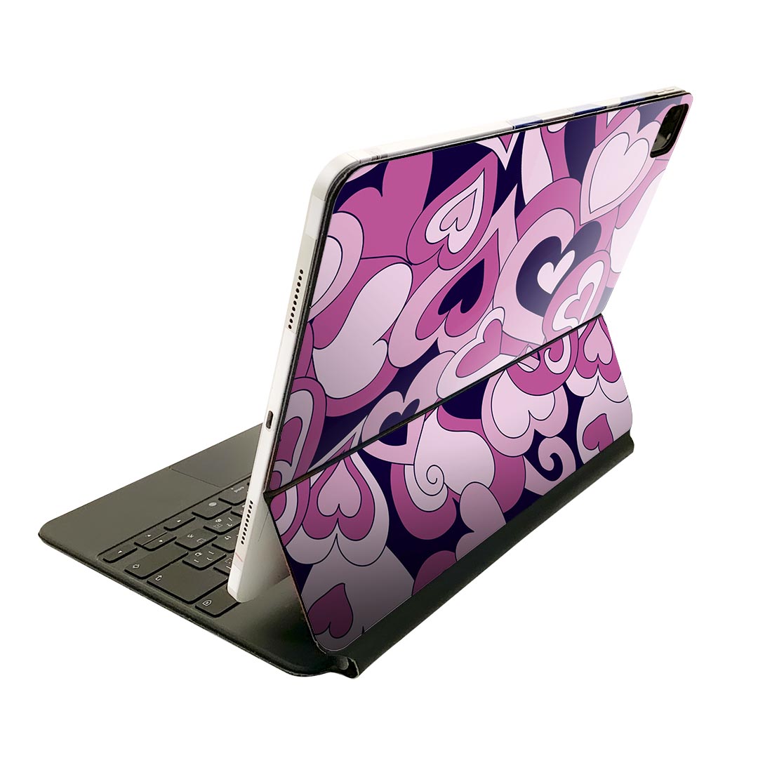 Magic Keyboard 12.9インチ iPad Pro（第4世代、第5世代、第6世代）対応 apple アップル アイパッド 全面スキンシール フル 前面 背面 保護シール 人気 ハート　ピンク 004642