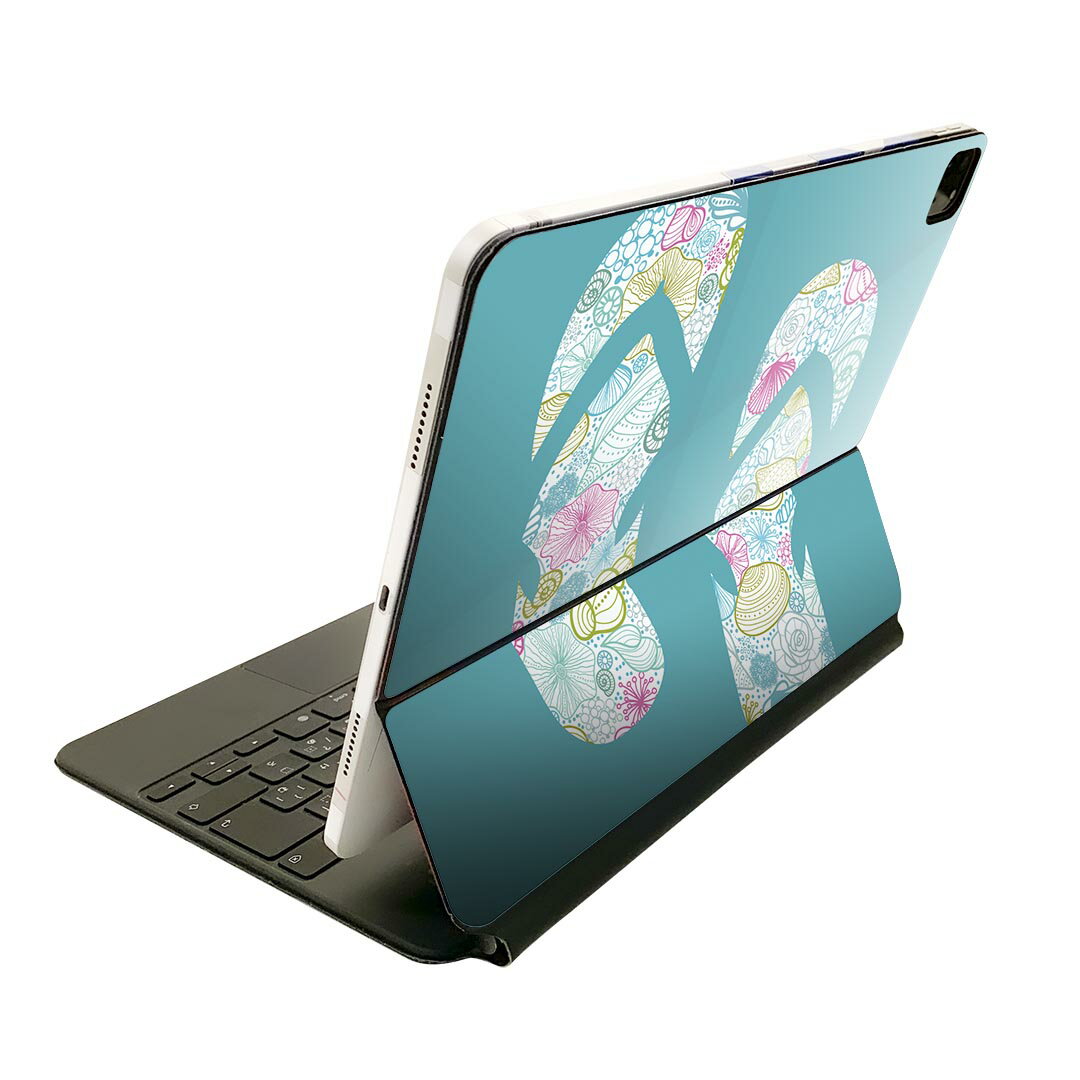 Magic Keyboard 用 スキンシール 11インチ iPad Pro用 第1-4世代 iPad Air 第4-5世代 対応 全面スキンシール フル 前面 背面 保護シール 人気 004838 夏　貝殻　緑