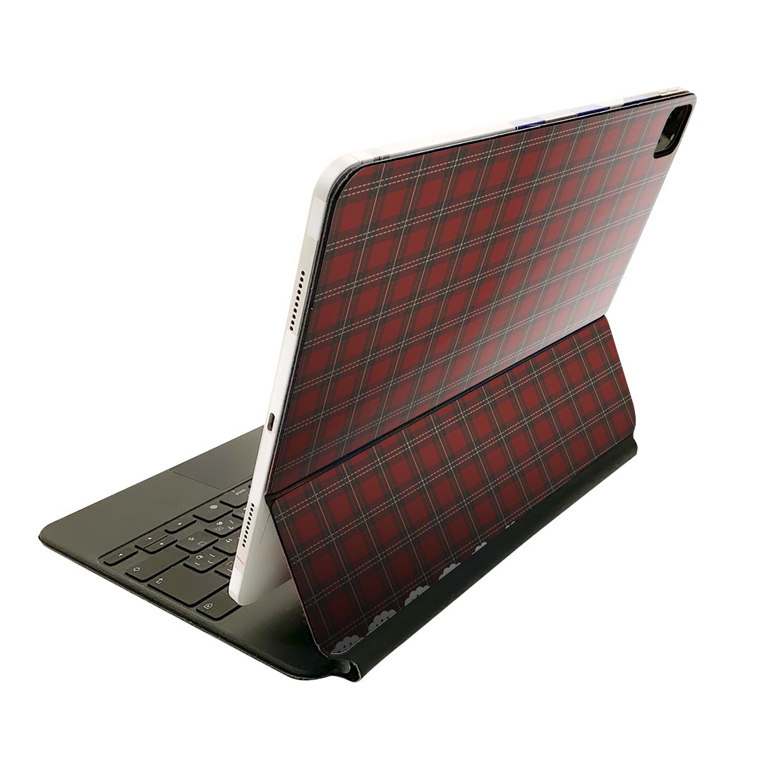 乐天商城 - Magic Keyboard 用 スキンシール 11インチ iPad Pro用 第1-4世代 iPad Air 第4-5世代 対応 全面スキンシール フル 前面 背面 保護シール 人気 004889 ハート　チェック　赤