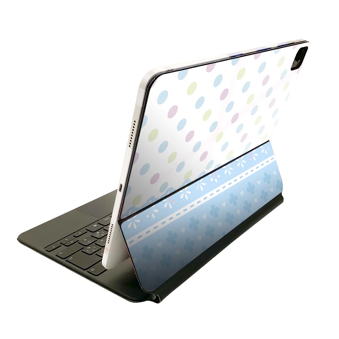 Magic Keyboard 用 スキンシール 11インチ iPad Pro用 第1-4世代 iPad Air 第4-5世代 対応 全面スキンシール フル 前面 背面 保護シール 人気 004937 ドット　水玉　水色