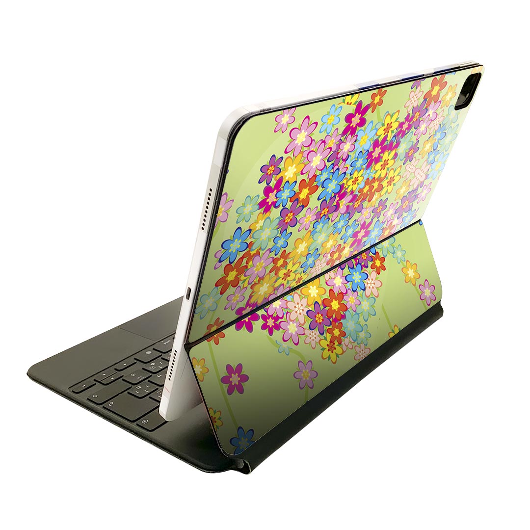 Magic Keyboard 用 スキンシール 11インチ iPad Pro用 第1-4世代 iPad Air 第4-5世代 対応 全面スキンシール フル 前面 背面 保護シール 人気 004957 花 ハート カラフル